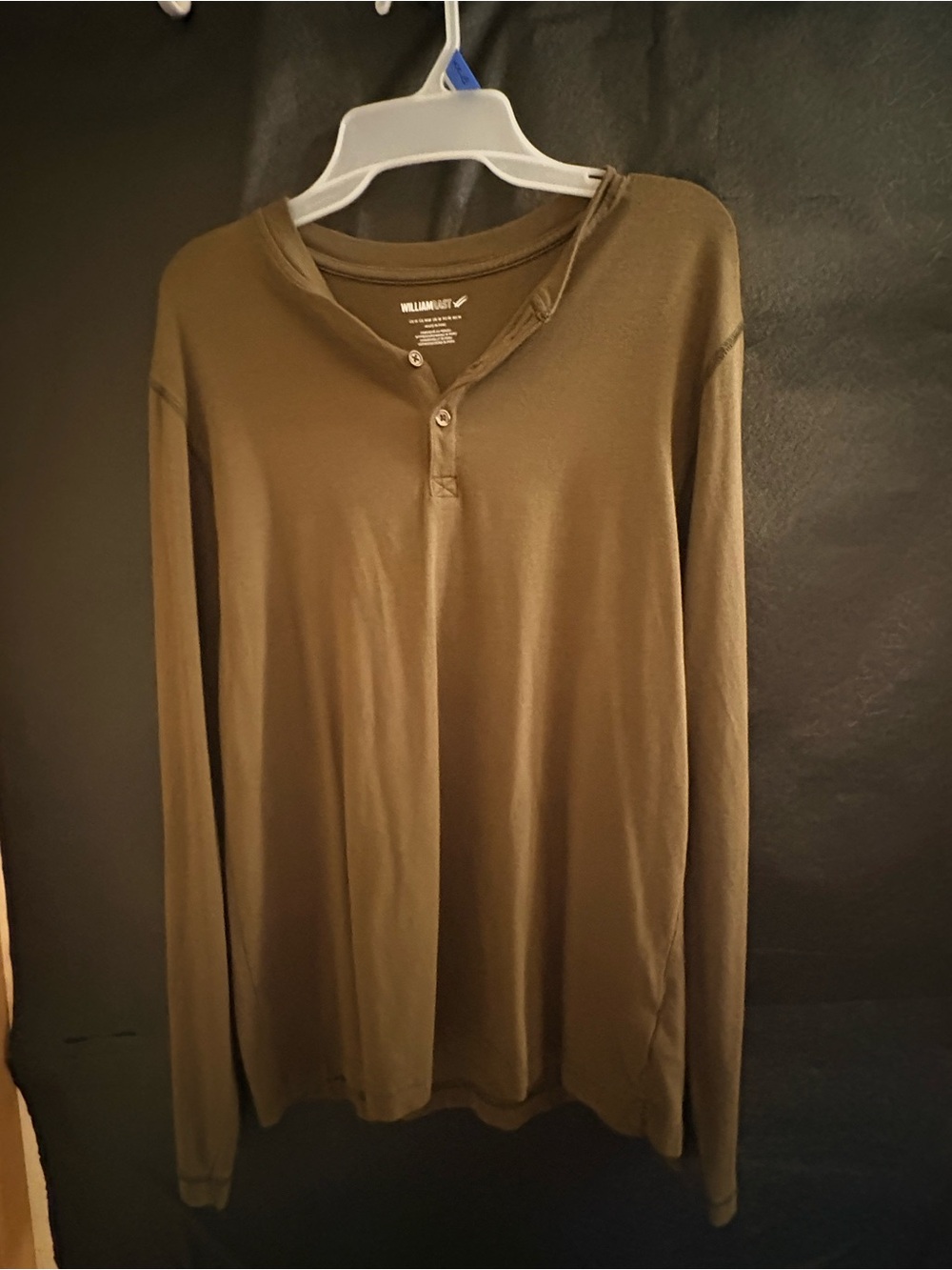 William Rast Olive Green Long Sleeve Henley Shirt
